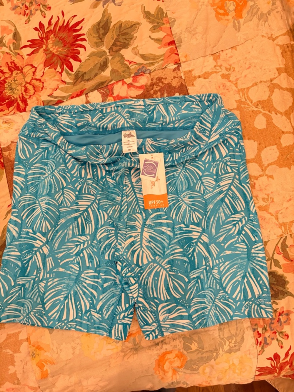 UV SKINZ 2 PIECE SET,SIZE 2X SHORTS NWT, RASHGUARD  NEW NO TAG, AQUA BLUE/WHITE. - Picture 3 of 15